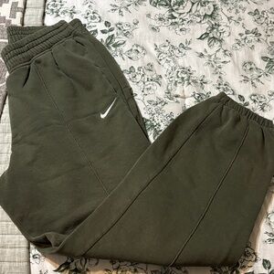 Nike Dark Green Joggers with White Logo